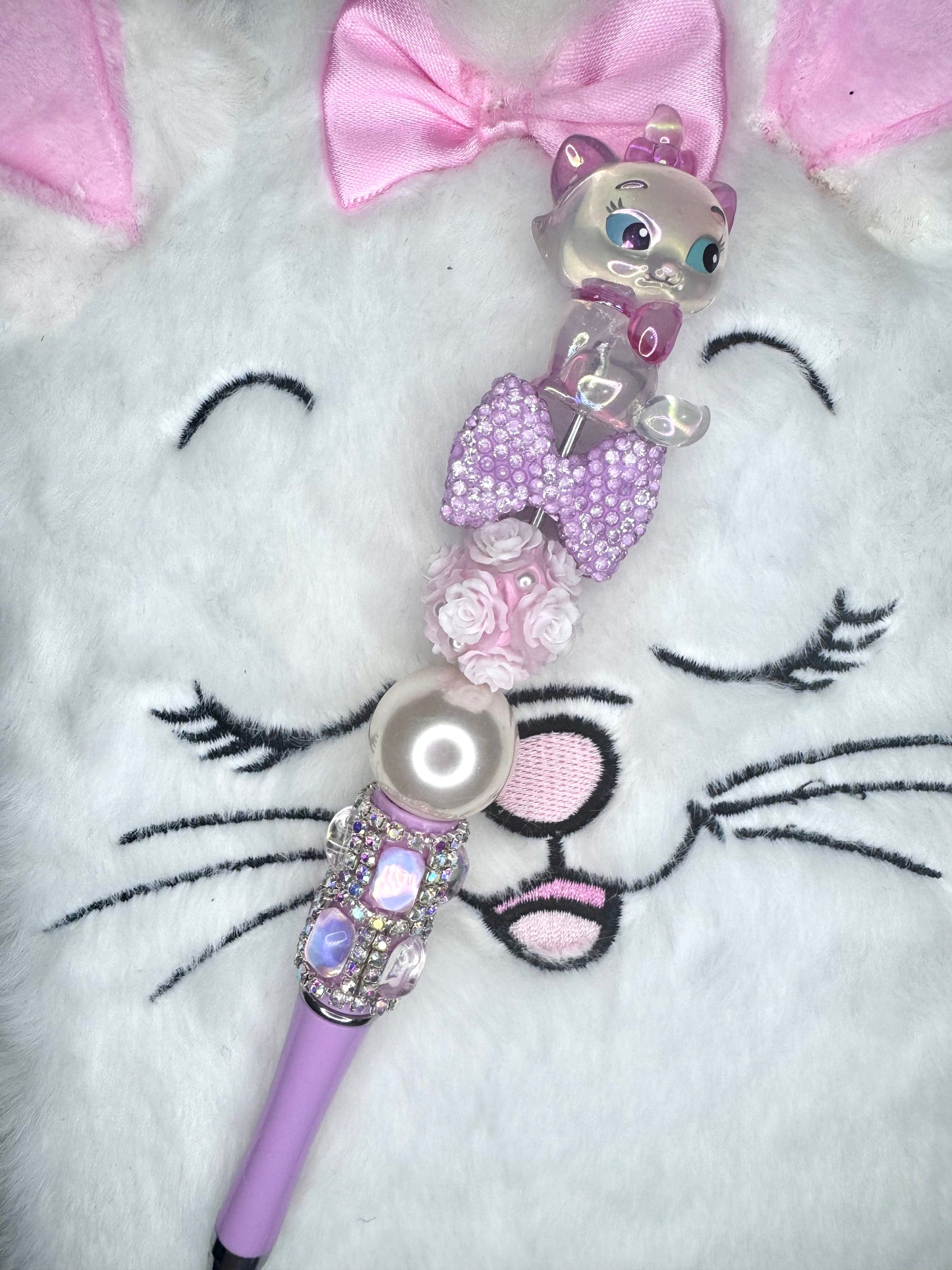 Marie cat clear Rhinestone bow/purple